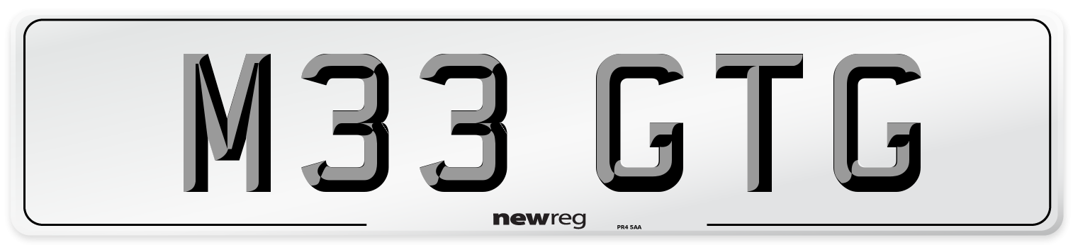 M33 GTG Number Plate from New Reg